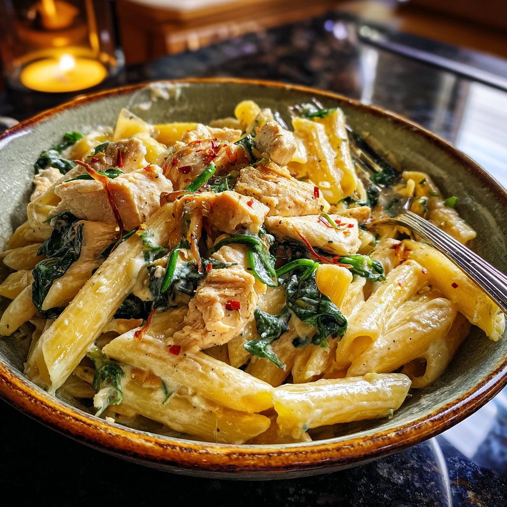 One Pot Creamy Garlic Chicken Pasta