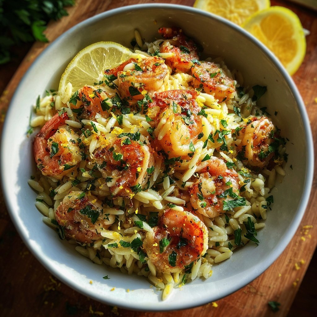 Garlic Lemon Shrimp Orzo